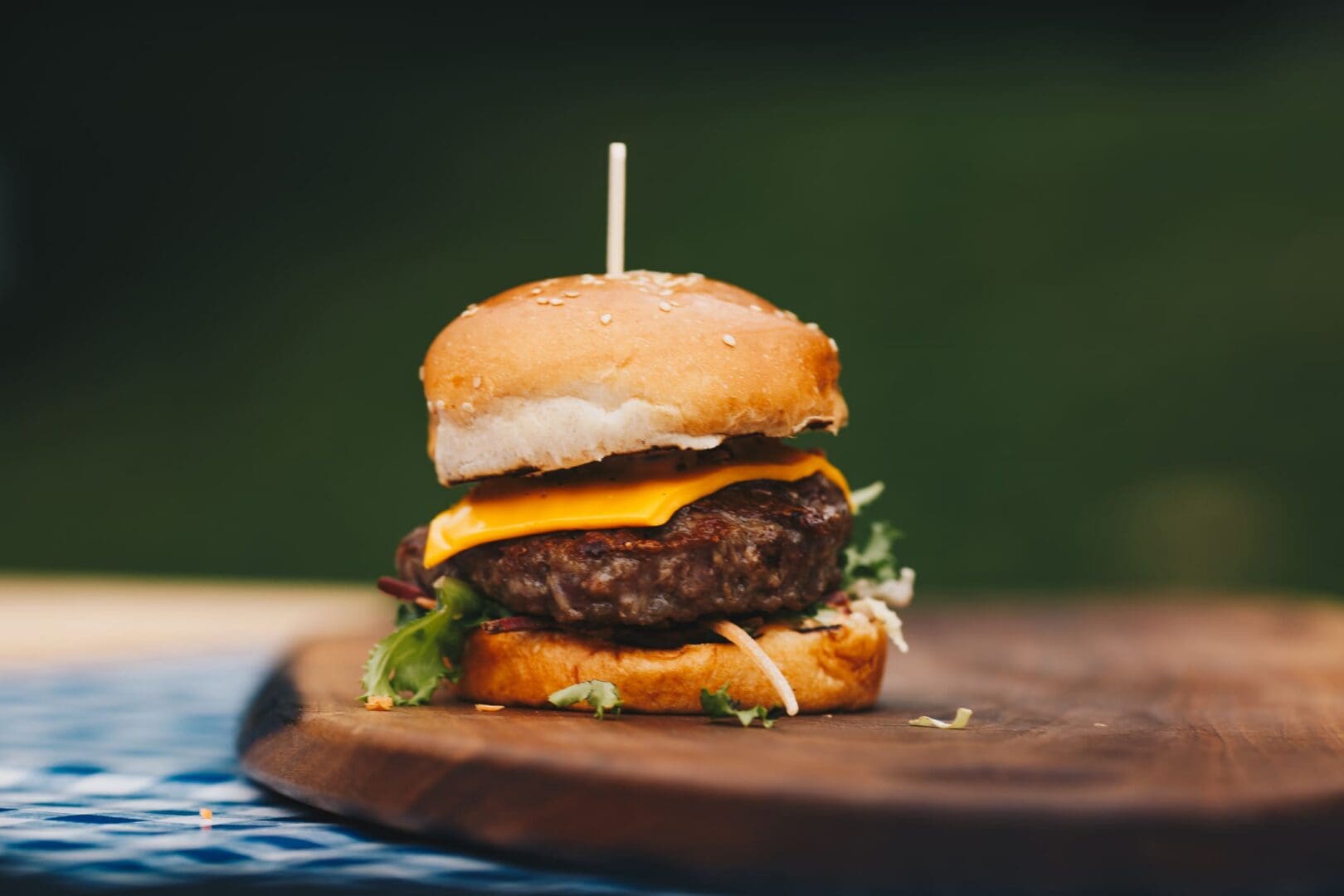 Juicy burger with lettuce and cheese